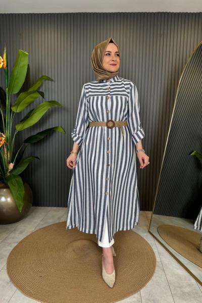 Keten Cizgili Gömlek