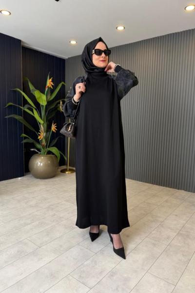 Kol Kupra Detaylı Merserize Elbise