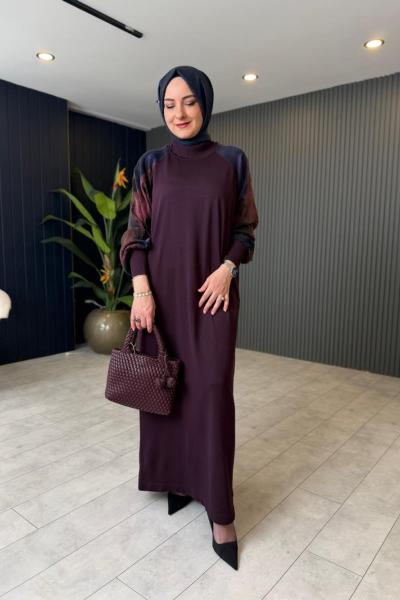 Kol Kupra Detaylı Merserize Elbise