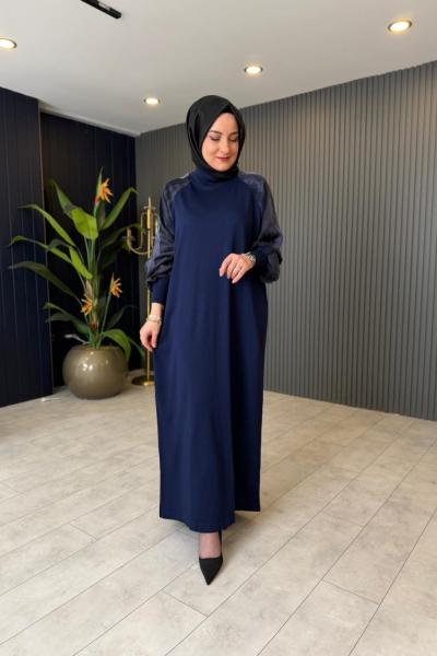 Kol Kupra Detaylı Merserize Elbise