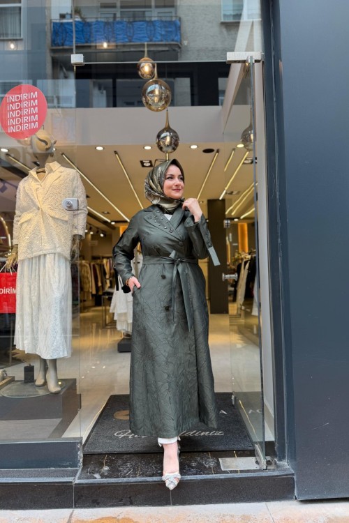 Kol ve Yaka Taş Detaylı Jakar Kap