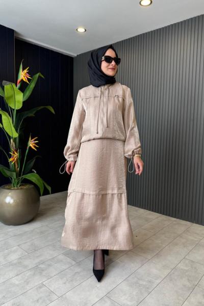 Kolları Bağcık Detay Qupra Etek Takım