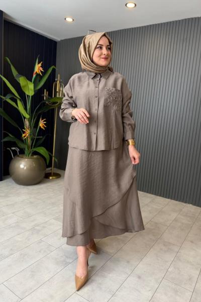 Lase İşlemeli Tencel Etekli Takım