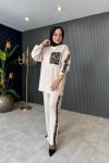 Leopar Detaylı Pantolonlu Takım