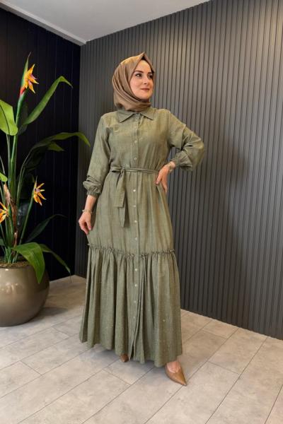 levidor Önü Düğmeli Elbise