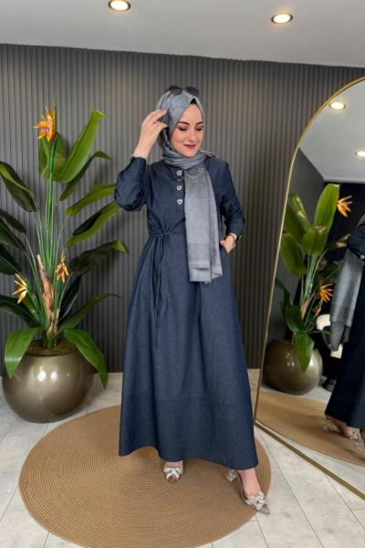 Likralı Tensel Kot Elbise