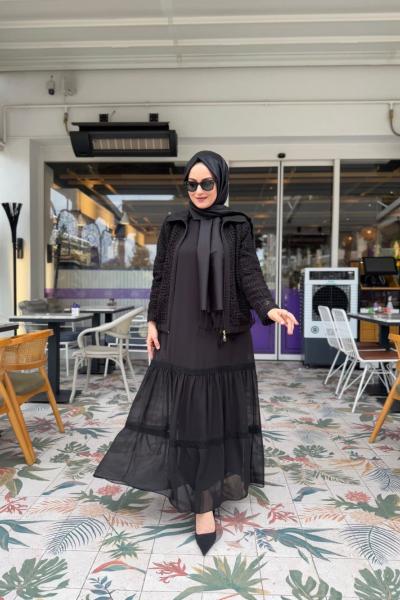 Ohan Güpür İşlemeli Ceket Elbise