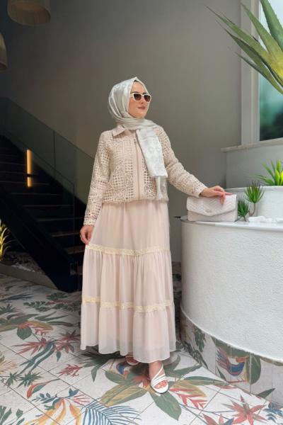 Ohan Güpür İşlemeli Ceket Elbise