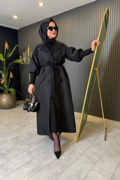 Omuzları Ribana Detaylı Belden Kuşaklı Kap