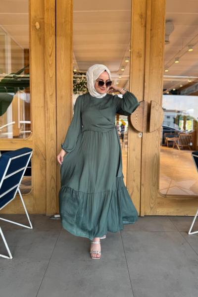 Ön Aller Bağlama Detaylı Memory Kupra Elbise