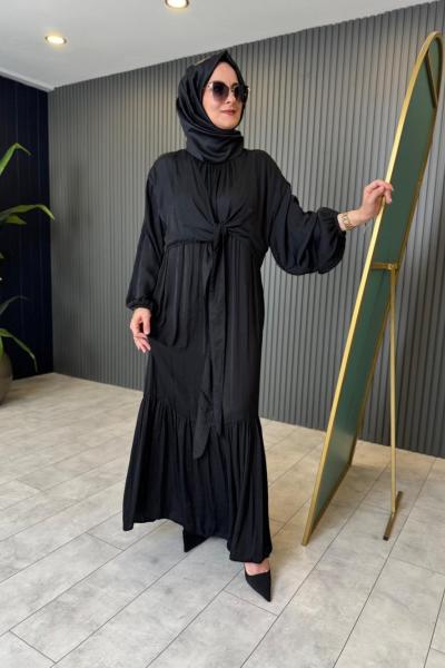 Önden Bağlamalı Memory Kupra Elbise