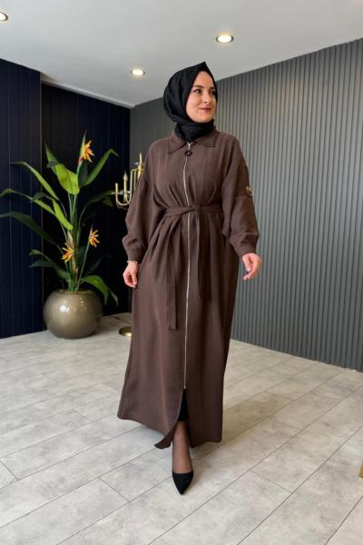 Önden Fermuarlı Taş Detaylı Kap