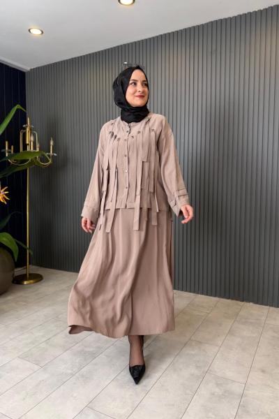 Önü Saçak Bant Detaylı Sicilya Etekli Takım