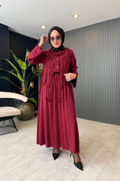 Önü Saçak Bant Detaylı Sicilya Etekli Takım