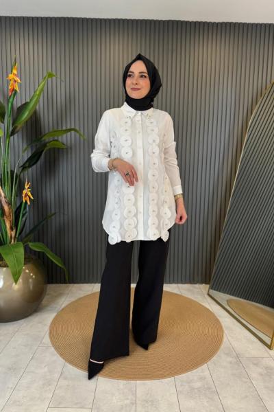 Önü Taş ve Fırfır Detaylı Tunik