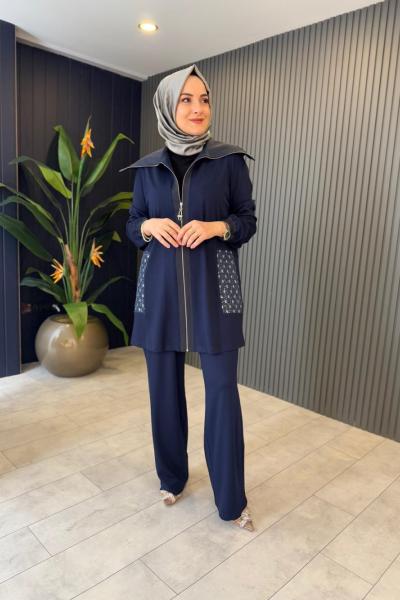 Orhan Kot Detaylı Takım Lacivert