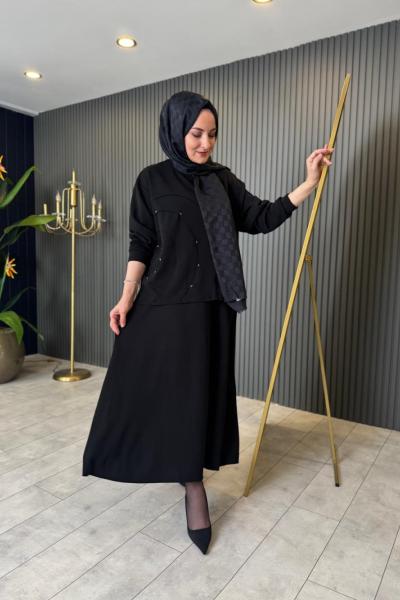 Oval Kesikli Taş İşlemeli Adel Etekli Takım