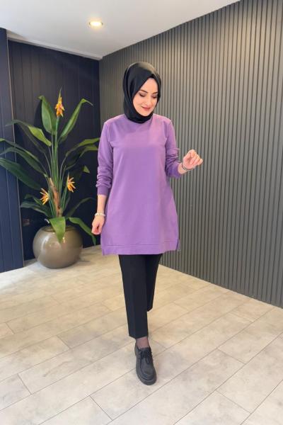Oysho Kısa Sweat Mor