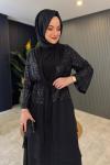 Pul Payet Eteği Şifon Abaya