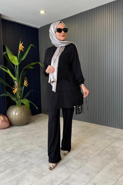 Püskül Detaylı Bambu Takım