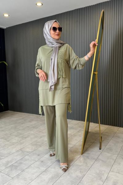 Püskül Detaylı Bambu Takım