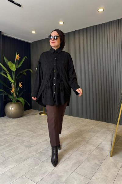 Püsküllü Süet Gömlek