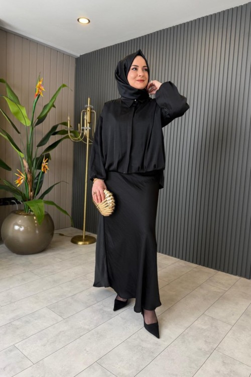 Saten Bomber Saphire Ceket