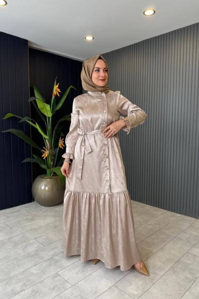 Sema Düğmeli Jakar Elbise