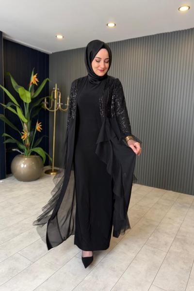 Şifon Payet Detaylı Abiye Takım