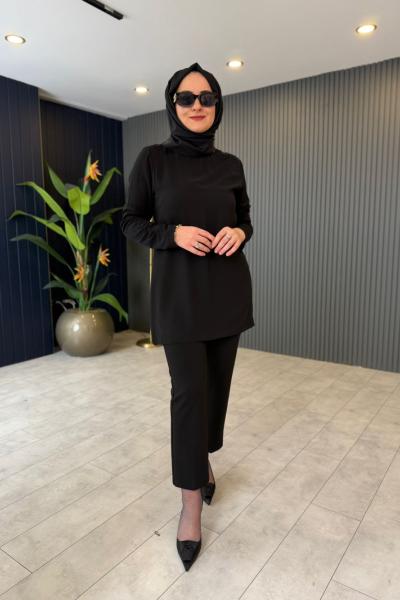 Şifon Taş Detaylı Uzun Kollu İçlik Tunik