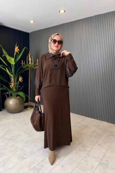 Şifon Yakalı Abiye Elbise