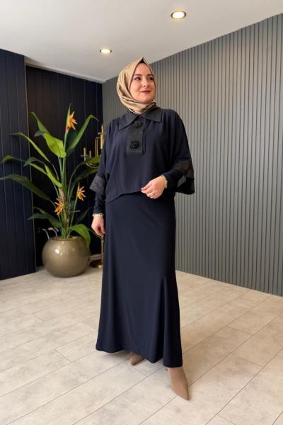 Şifon Yakalı Abiye Elbise