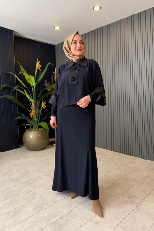 Şifon Yakalı Abiye Elbise