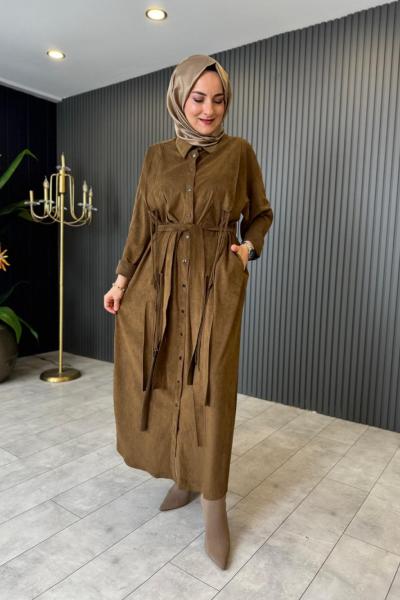 Süet Gömlek Elbise