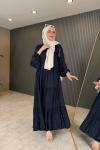 Kolları Fırfır Detaylı Kat Kat Cupra Elbise