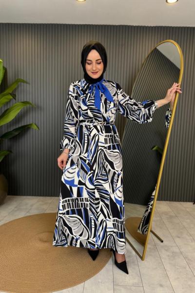 Taş Detay Kemerli Elbise