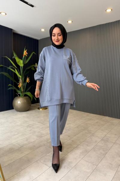 Taş Detaylı Pantolon Takım