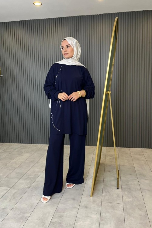 Taş Detaylı Bambu İkili Takım