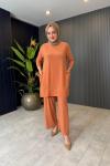 Tuniği Cep Detaylı Pantolonlu Takım Kavun İçi