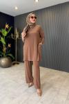 Tuniği Cep Detaylı Pantolonlu Takım Camel
