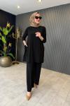Tuniği Cep Detaylı Pantolonlu Takım Siyah