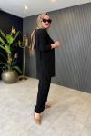 Tuniği Cep Detaylı Pantolonlu Takım Siyah