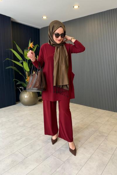 Tuniği Cep Detaylı Pantolonlu Takım Camel