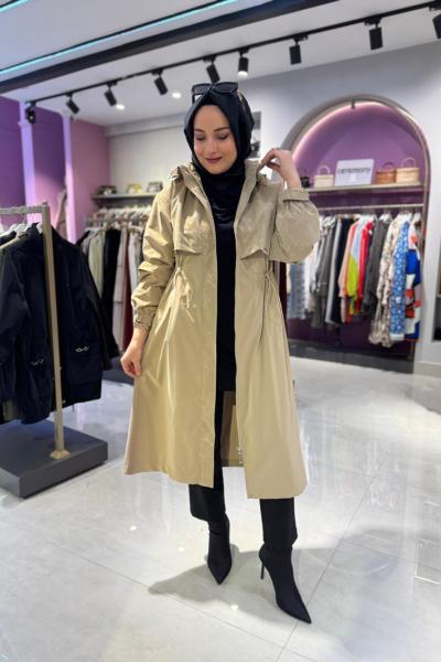 Varaklı Bel Büzgülü Mont