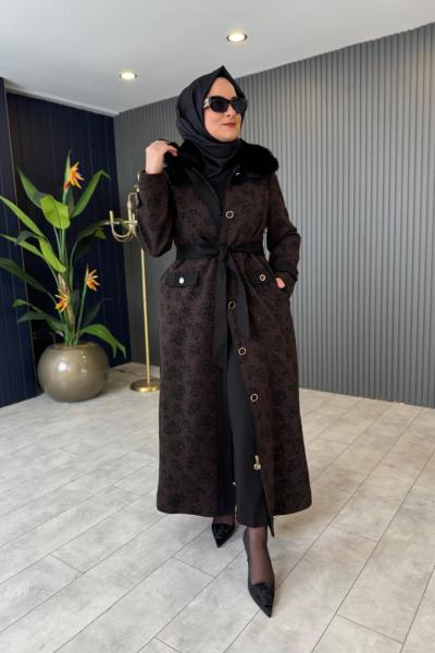 Yaka Kürk Detaylı Jakar Kap