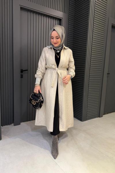 Yaka Triko Detaylı Kapitone Kap