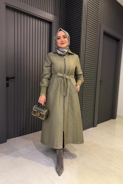 Yaka Triko Detaylı Kapitone Kap