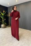 Yaka Triko Detaylı Sweat Elbise
