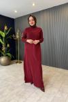 Yaka Triko Detaylı Sweat Elbise