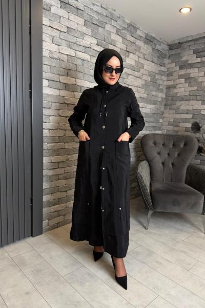 Yakası Bağcıklı Önden Çıt Çıtlı Safari Kap